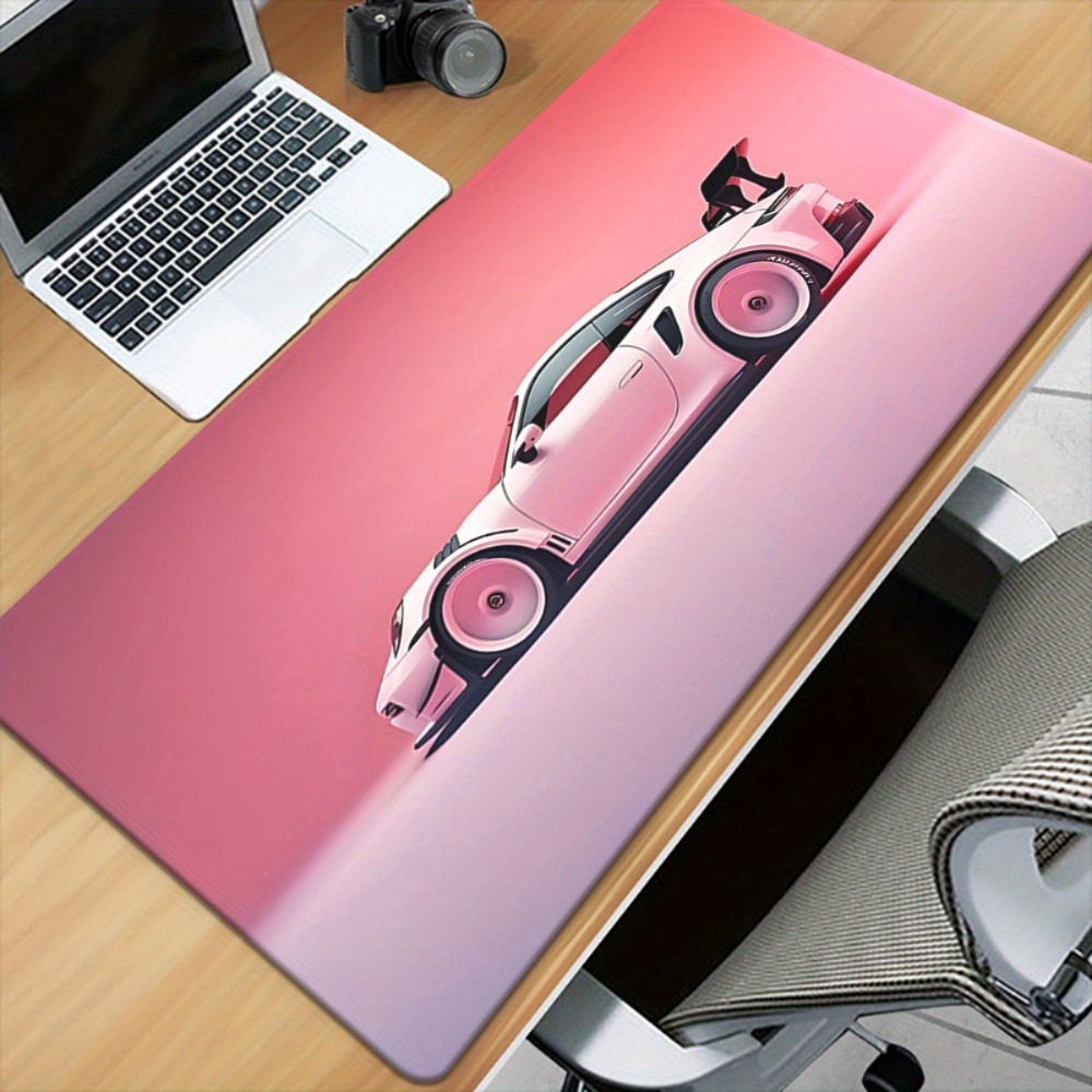 Desk Setup Workspace - Pink Sports Car Illustration XXL Mouse