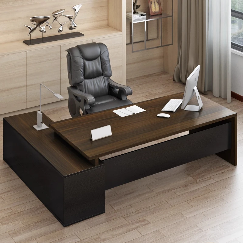 Desk Setup Workspace - Office Desk Executive Style Ergonomic Setup
