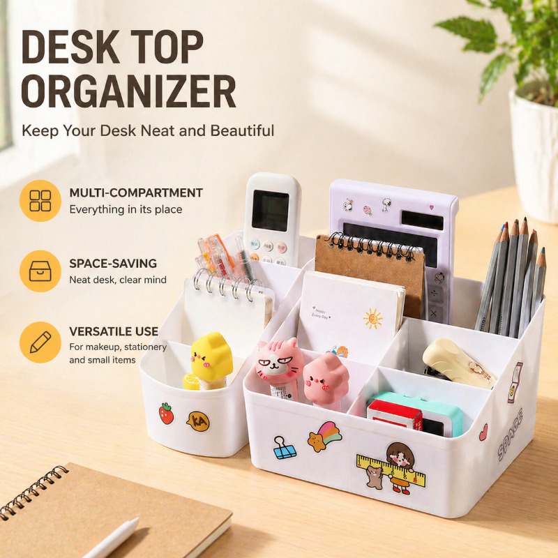 Desk Drawer Unit - Desktop Multifunctional Makeup Storage Organizer with
