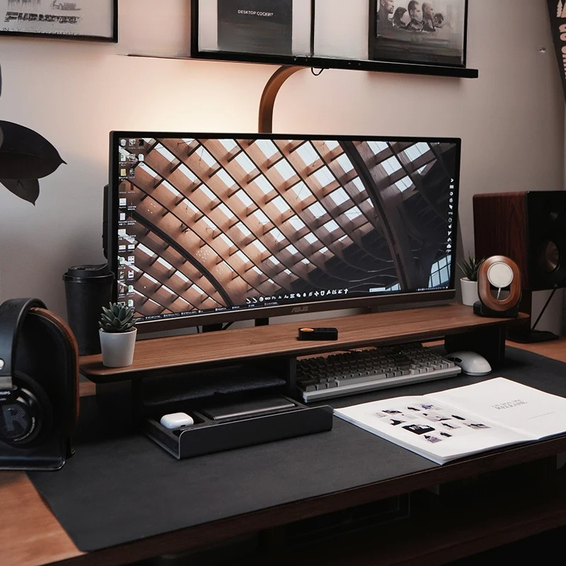Premium Monitor Stand with Dra - مراجعة Desk Setup Workspace وسعره