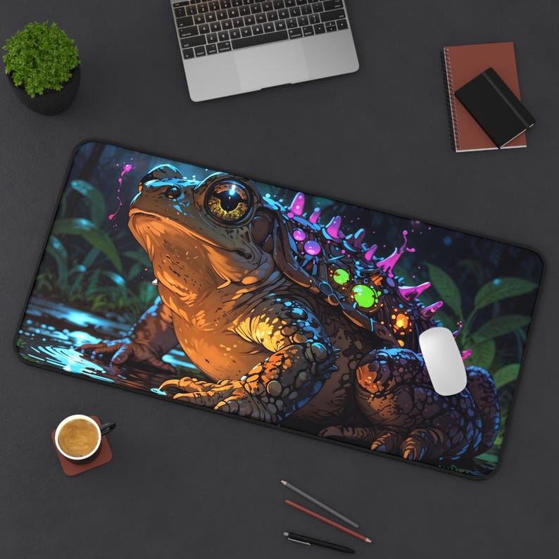 Cute Celestial Frog Desk Mat - - مراجعة Desk Setup Workspace وسعره