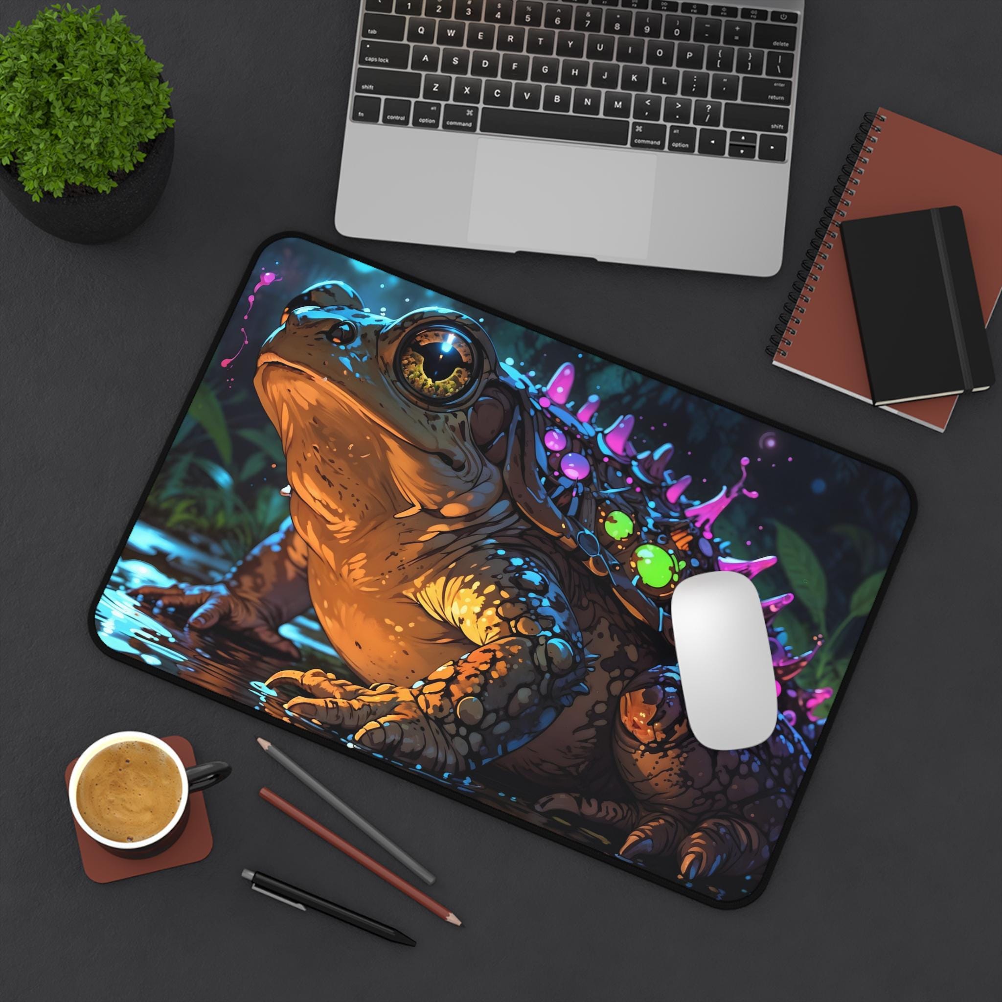 Cute Celestial Frog Desk Mat - - مراجعة Desk Setup Workspace وسعره