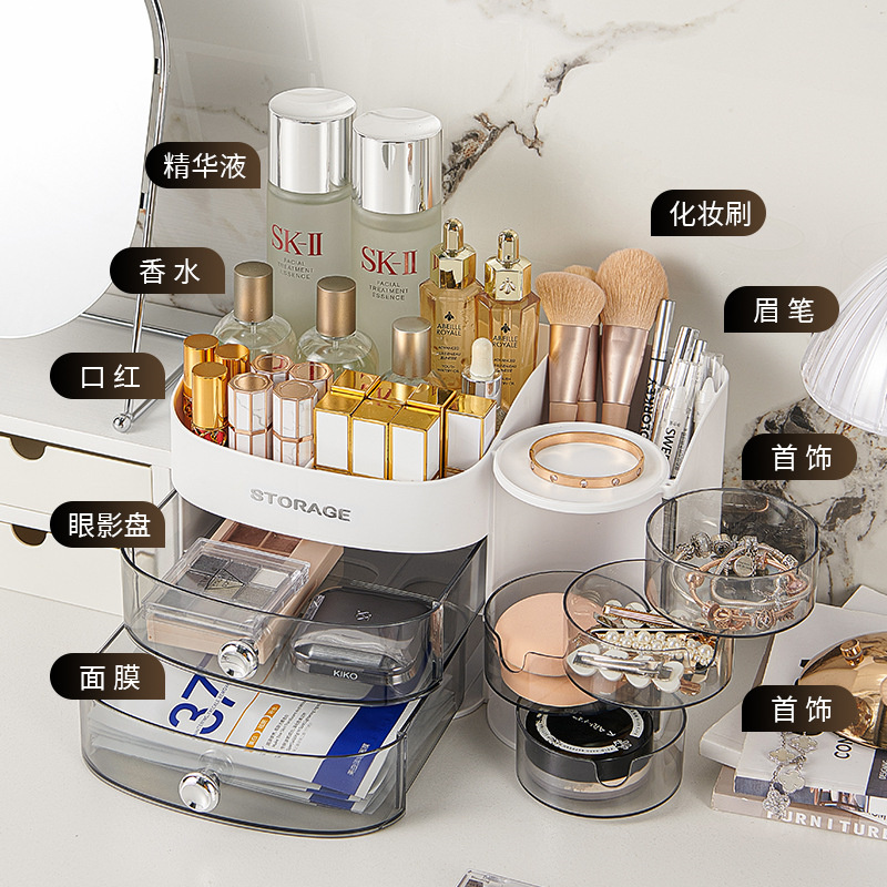 360 Degree Rotating Makeup Bru - مراجعة Desk Drawer Unit وسعره