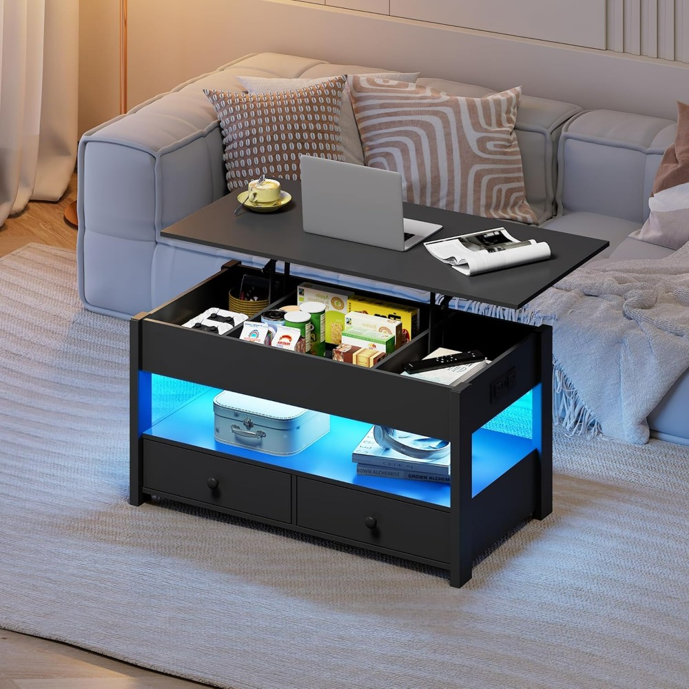 WLIVE Black Lift Top Coffee Ta - مراجعة Desk Setup Modern وسعره