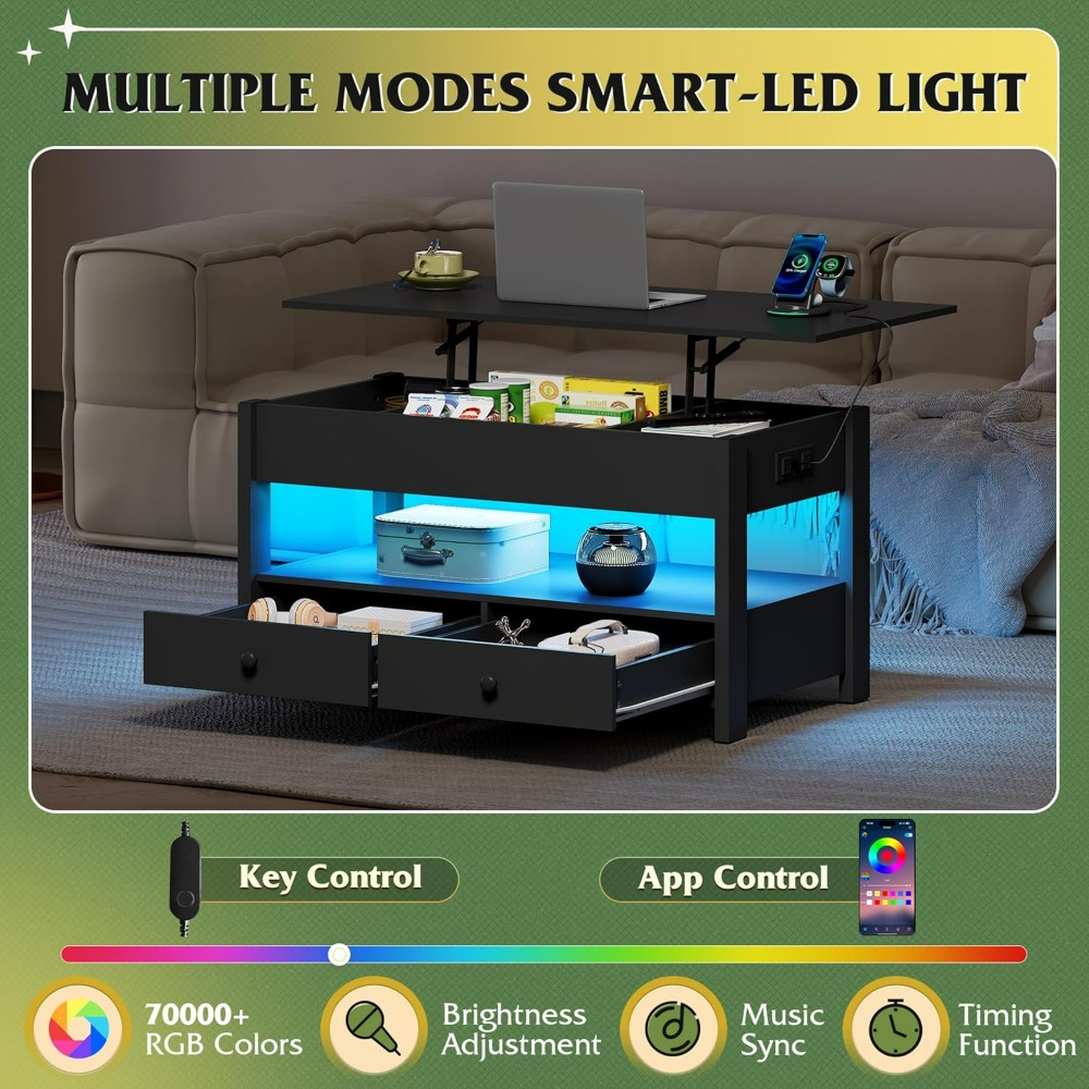 WLIVE Black Lift Top Coffee Ta - مراجعة Desk Setup Modern وسعره