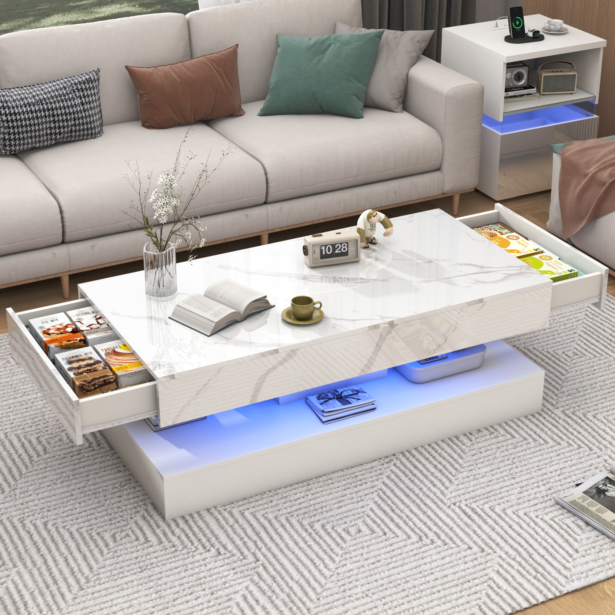 Modern Stylish Coffee Table wi - مراجعة Desk Setup Modern وسعره