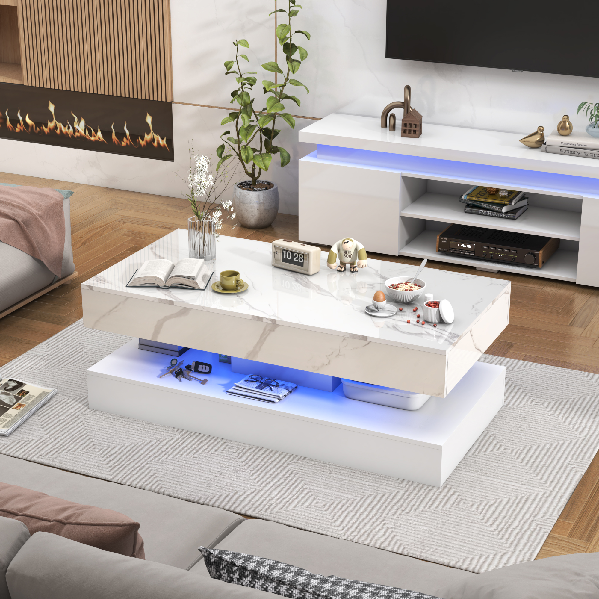 Modern Stylish Coffee Table wi - مراجعة Desk Setup Modern وسعره