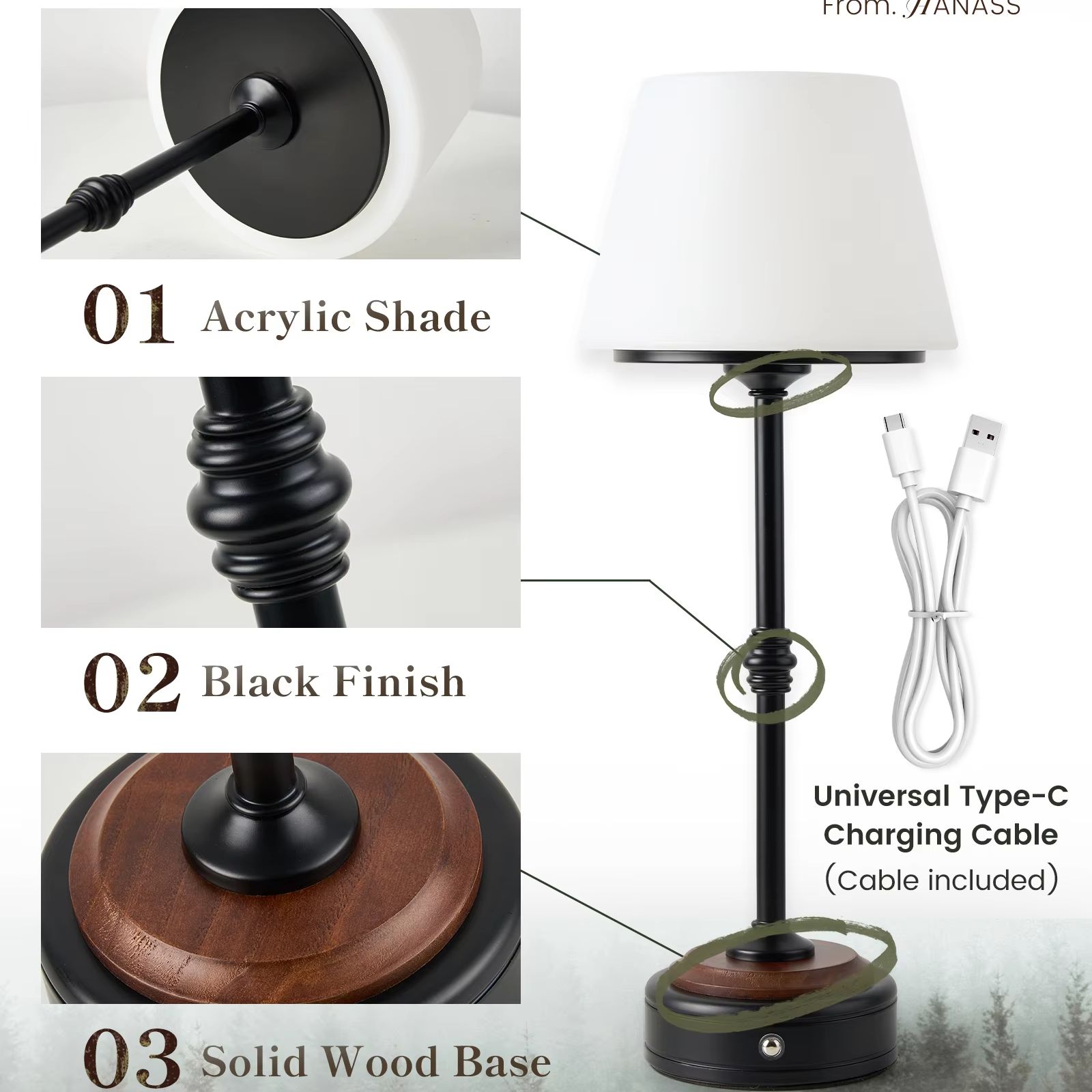 Cordless Table Lamps Set of  5 - مراجعة Desk Setup Modern وسعره