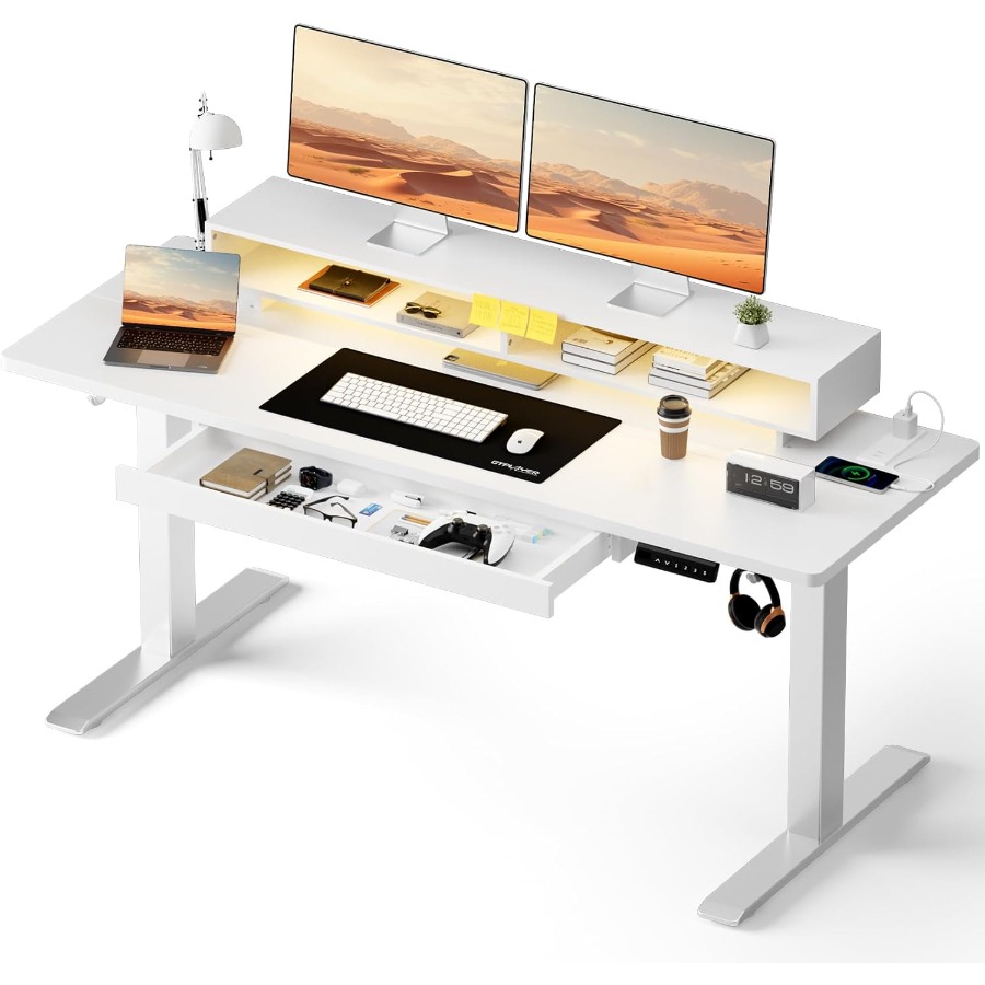 Height Adjustable Electric Sta - مراجعة Desk Setup Workspace وسعره