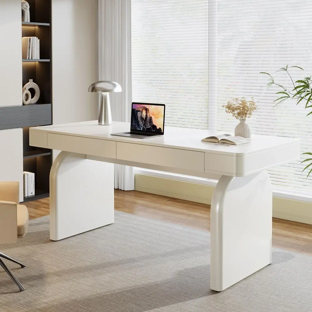 63 Inch Modern White Desk with - مراجعة Desk Drawer Unit وسعره