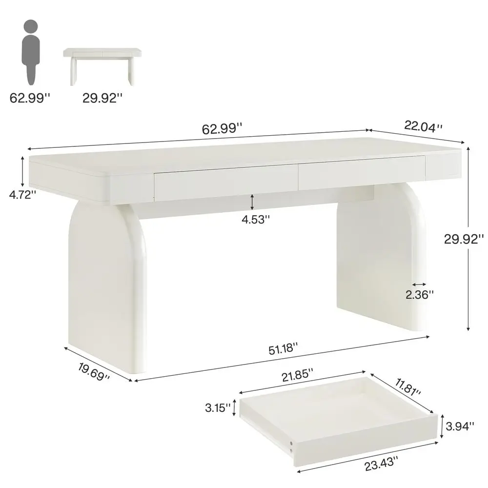 63 Inch Modern White Desk with - مراجعة Desk Drawer Unit وسعره