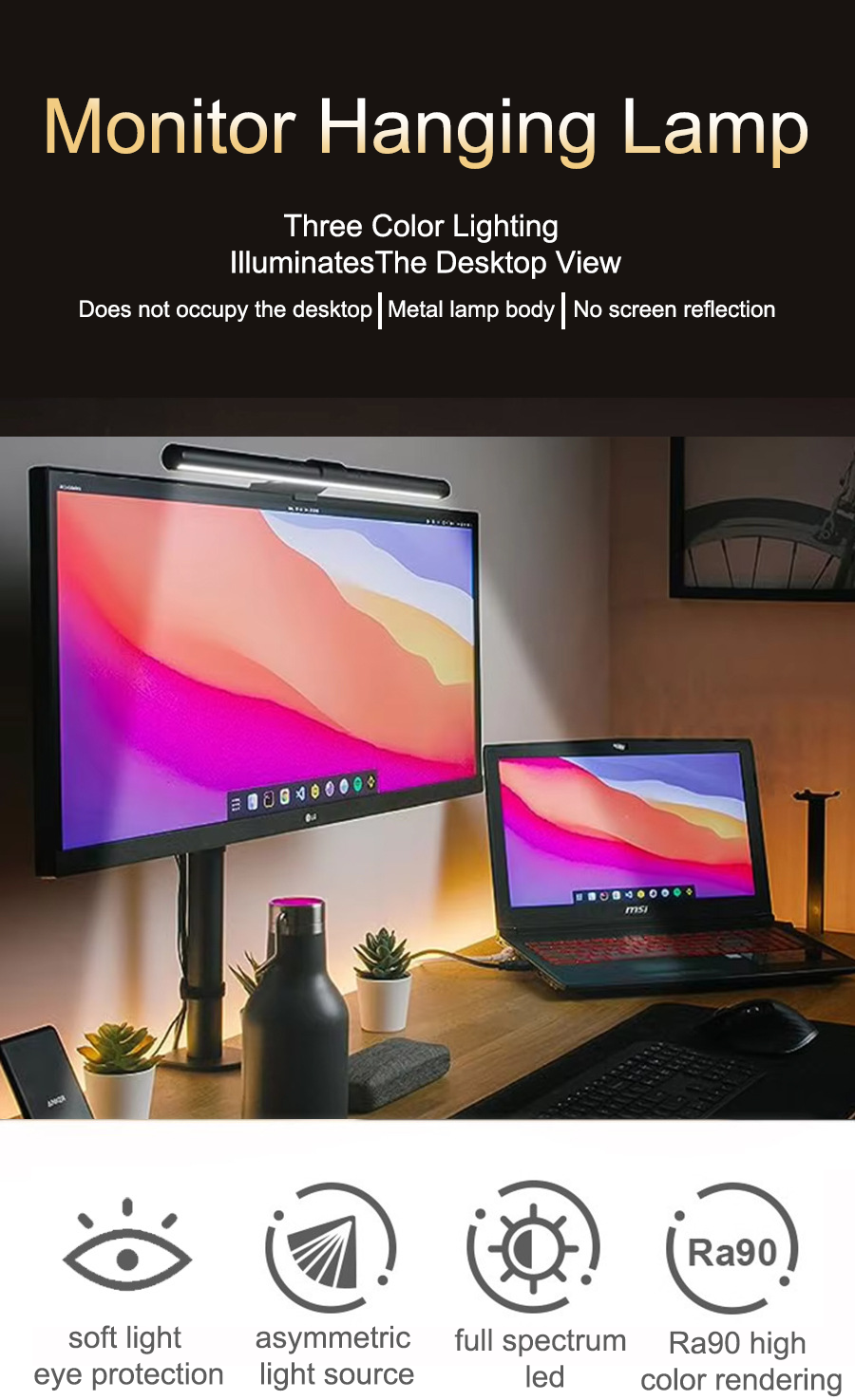 LED Monitor Hanging Desk Light - مراجعة Desk Setup On Bed وسعره