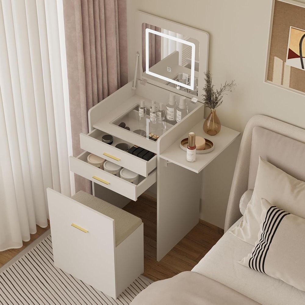 3-in-1 Vanity Desk Set, Flip-t - مراجعة Desk Setup In Small Bedroom وسعره