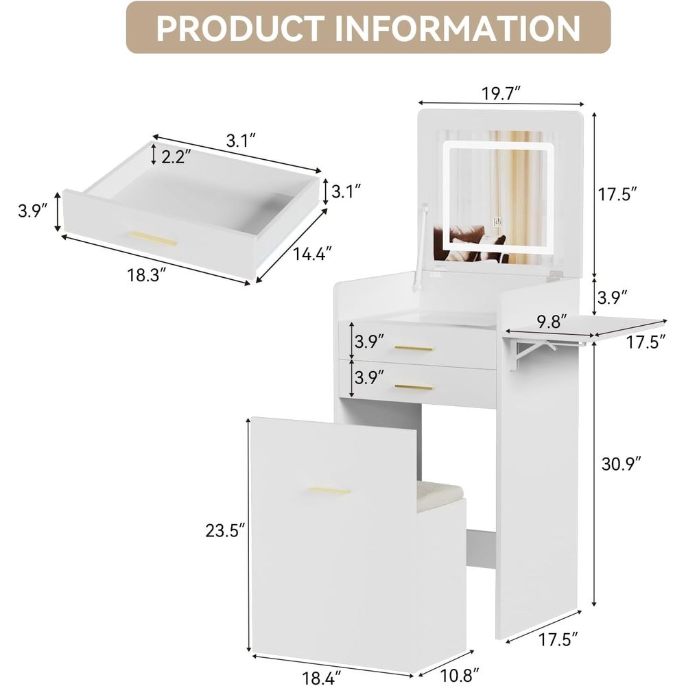 3-in-1 Vanity Desk Set, Flip-t - مراجعة Desk Setup In Small Bedroom وسعره