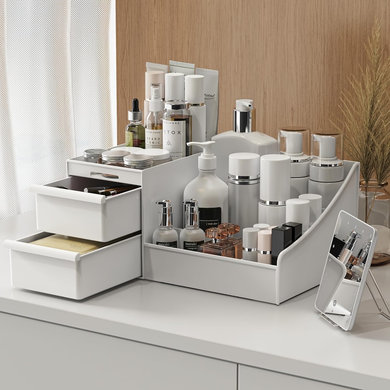 Desktop Cosmetic Organizer wit - مراجعة Desk Drawer Unit وسعره