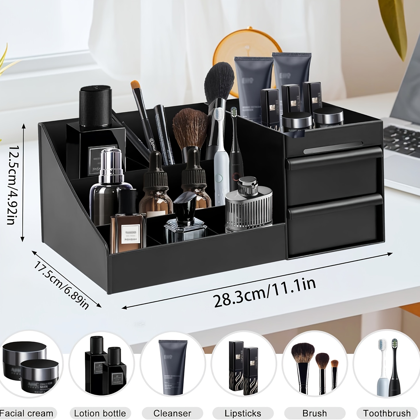 Desktop Cosmetic Organizer wit - مراجعة Desk Drawer Unit وسعره