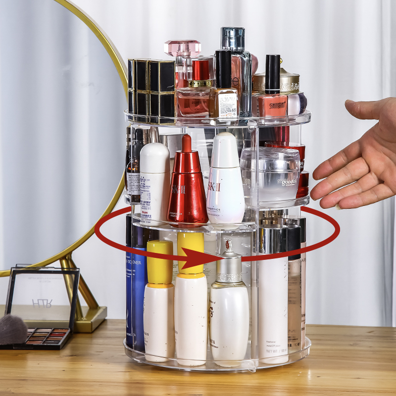 Rotating cosmetics storage box - مراجعة Desk Setup Productivity وسعره