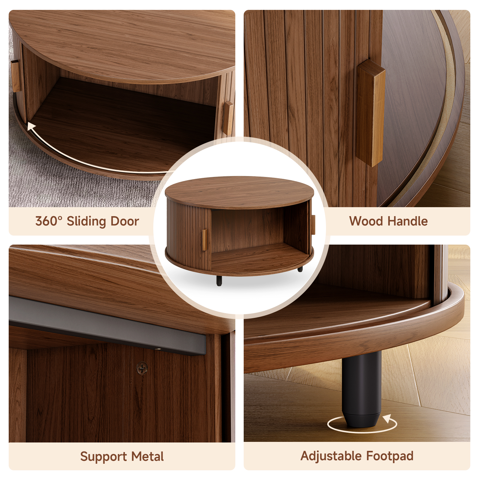 Round Coffee Table with Storag - مراجعة Desk Setup Modern وسعره