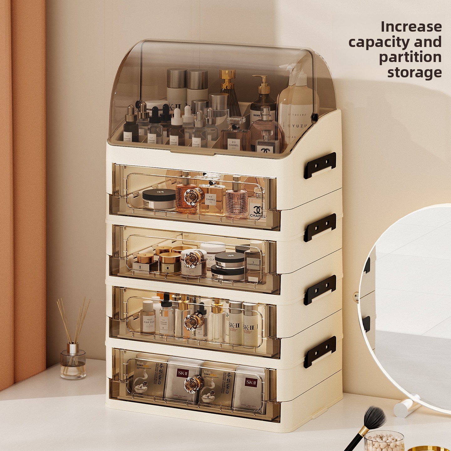 Luxury covered cosmetics stora - مراجعة Desk Setup Productivity وسعره
