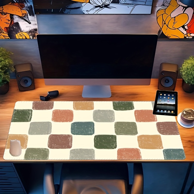 Vibrant Checkered Pattern Desk - مراجعة Desk Setup Workspace وسعره