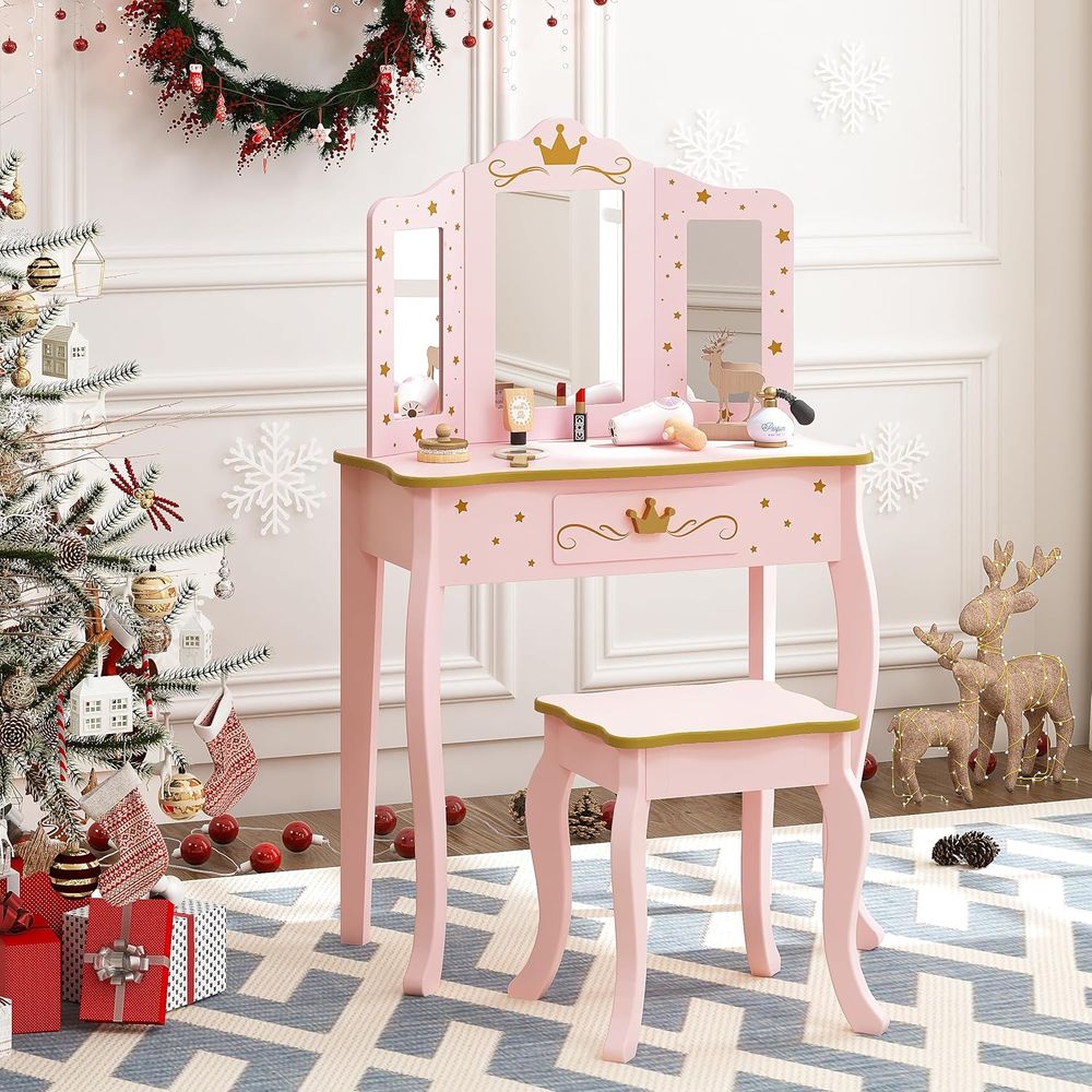 Kids Vanity Set with Mirror an - مراجعة Desk Setup Bedroom وسعره