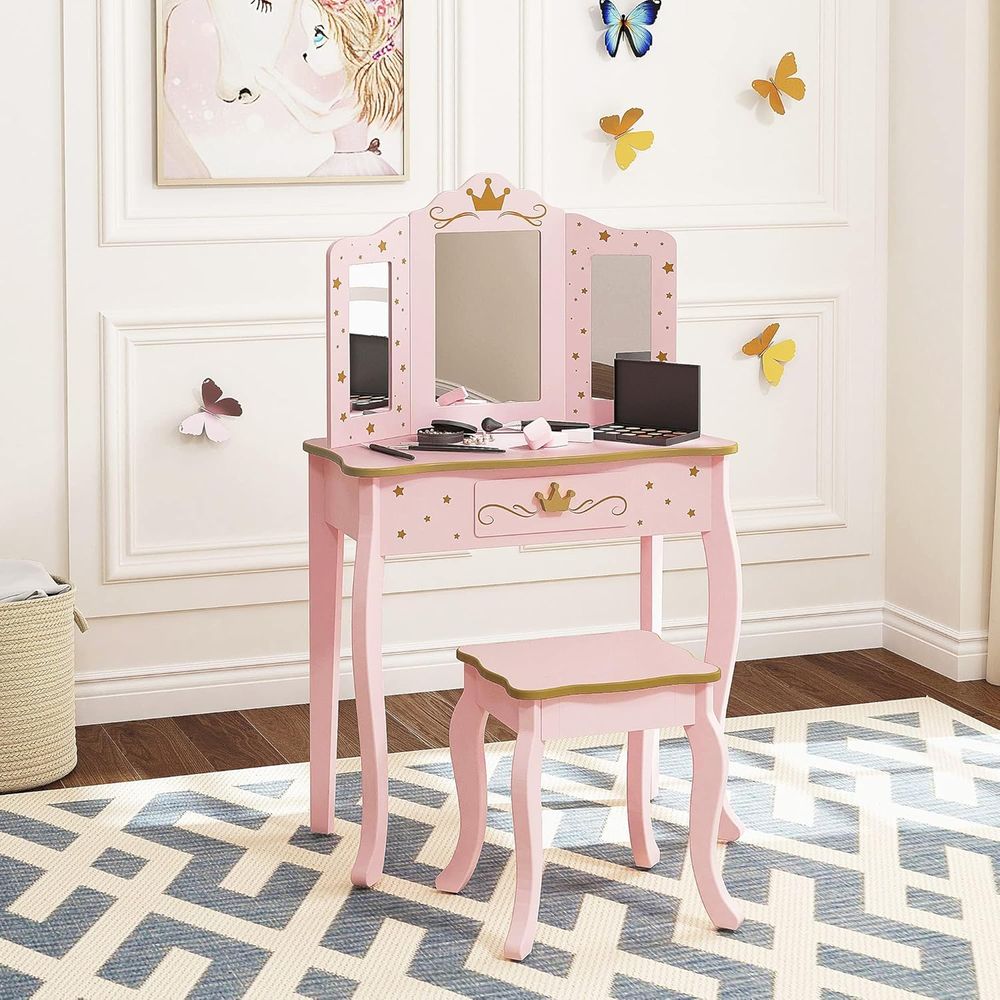 Kids Vanity Set with Mirror an - مراجعة Desk Setup Bedroom وسعره
