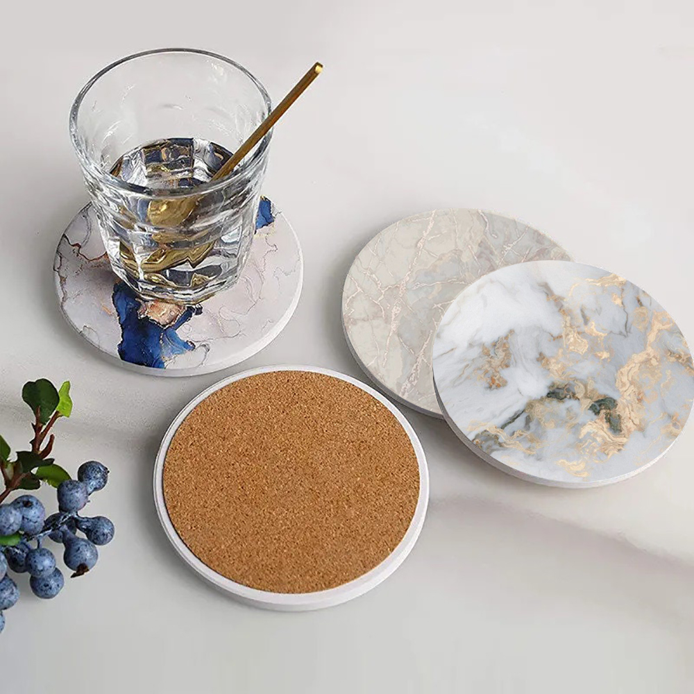 White Marble Coaster  Absorben - مراجعة Desk Setup Modern وسعره