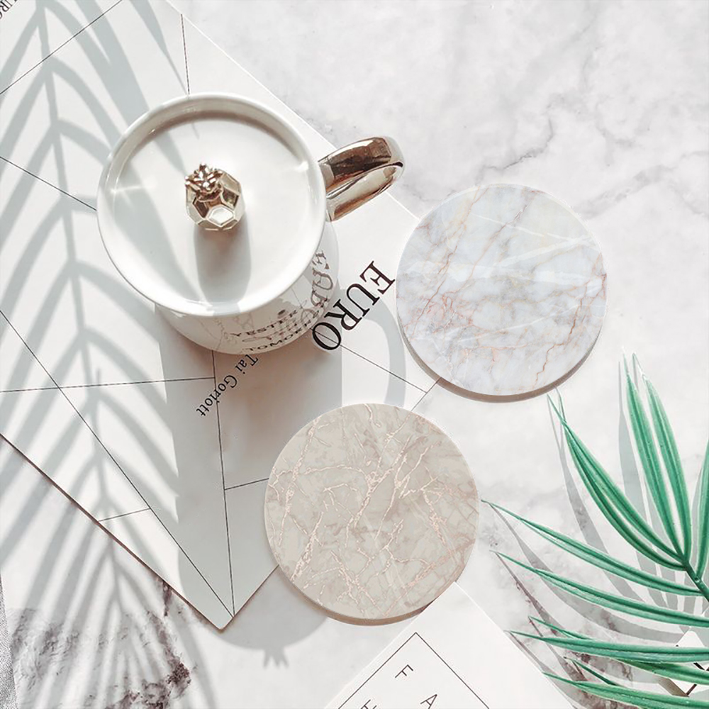 White Marble Coaster  Absorben - مراجعة Desk Setup Modern وسعره