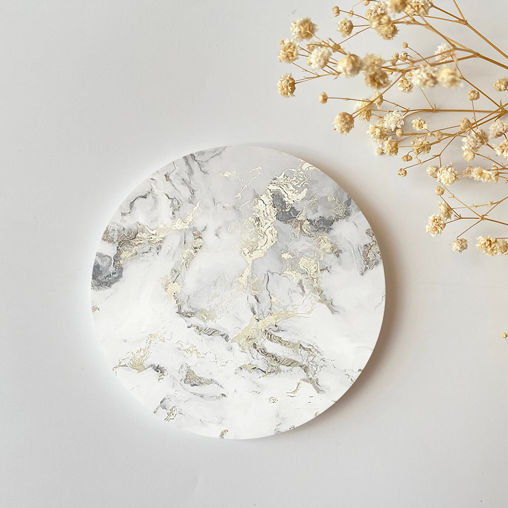 White Marble Coaster  Absorben - مراجعة Desk Setup Modern وسعره