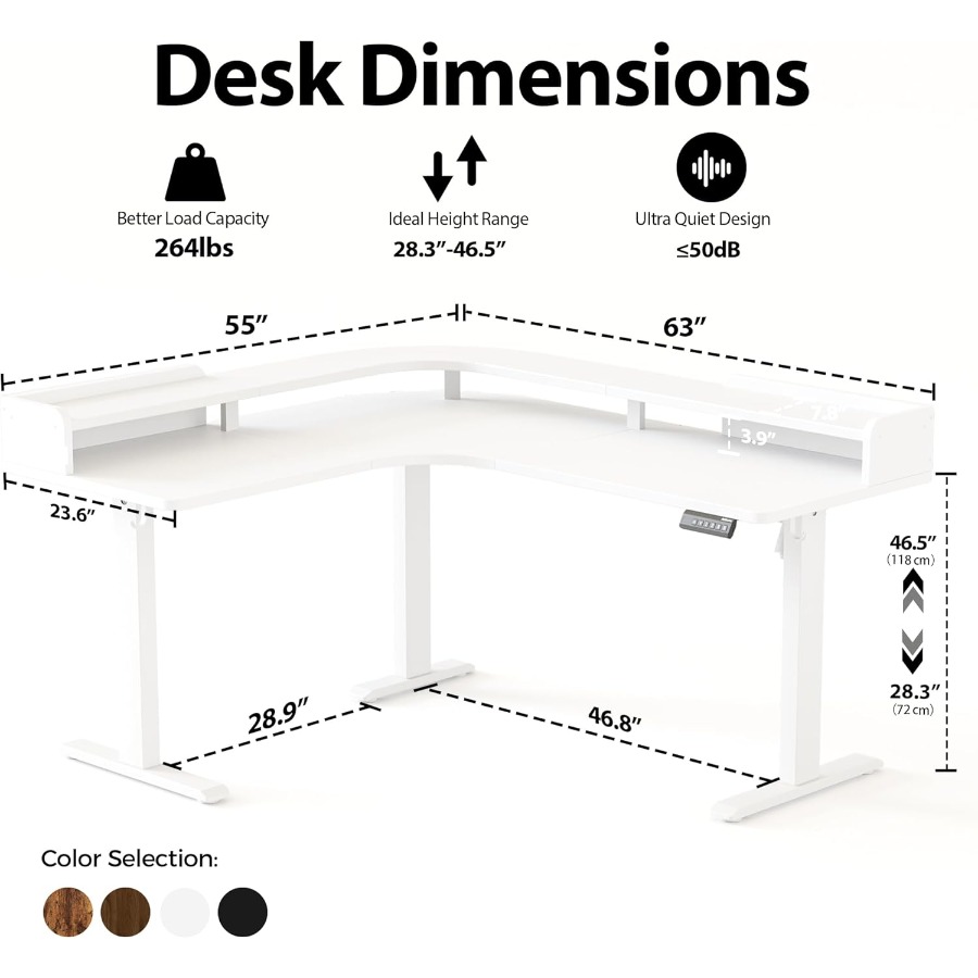 L Shaped Standing Desk with Ad - مراجعة Desk Setup Workspace وسعره