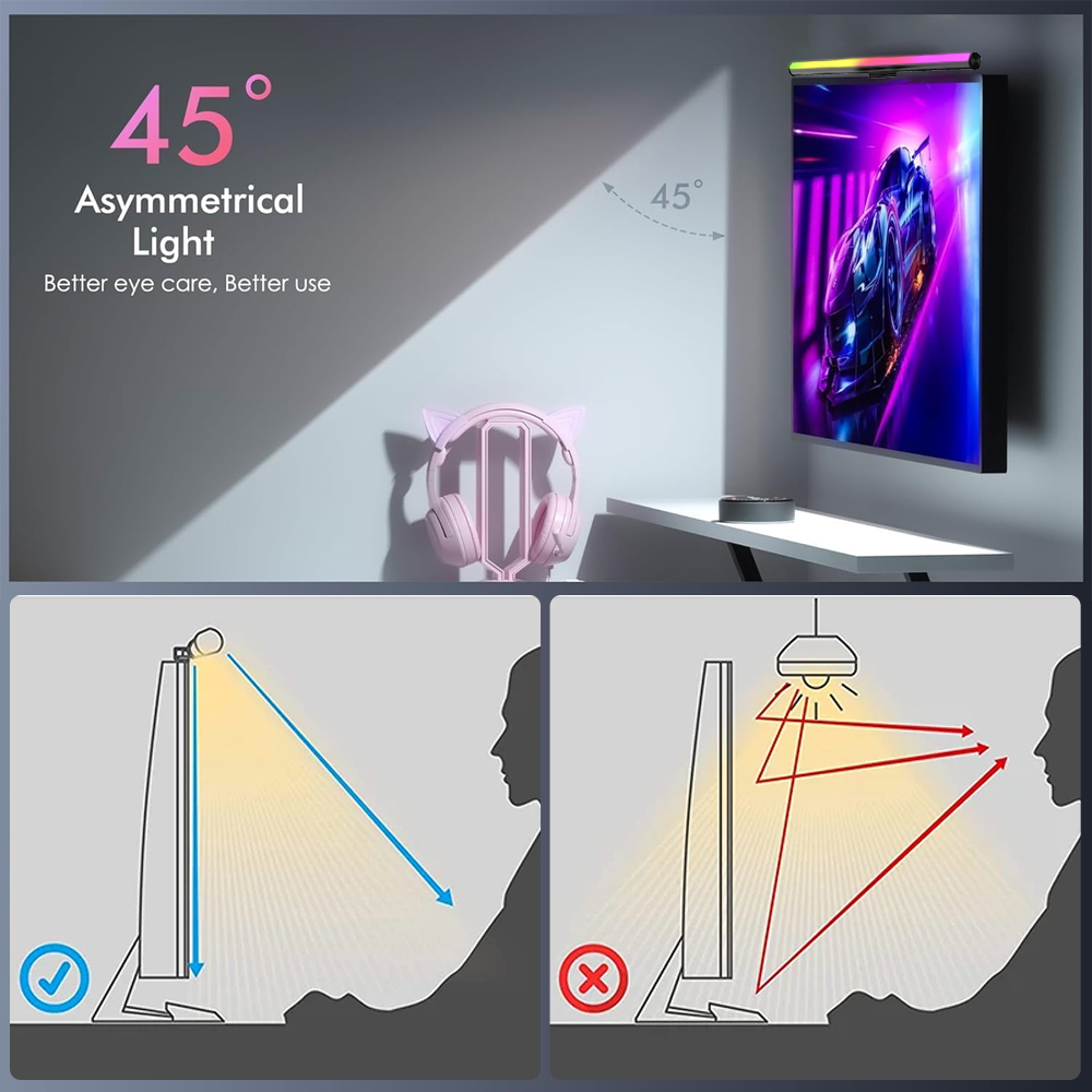 RGB Lightbar Monitor Light Bar - مراجعة Desk Setup On Bed وسعره