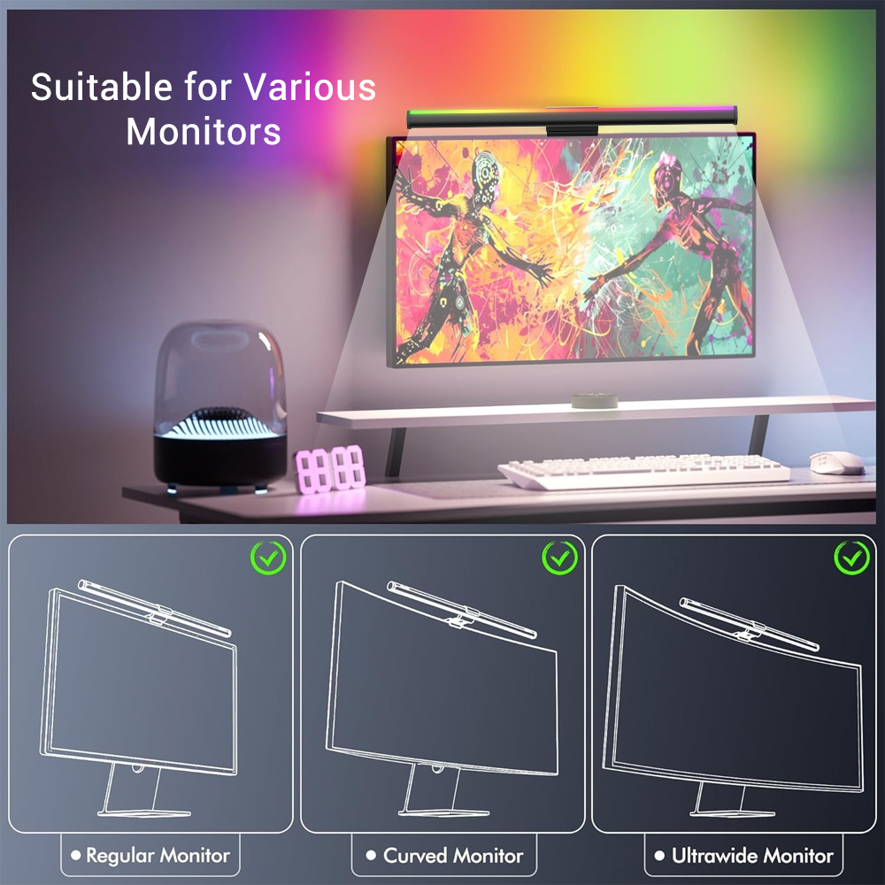 RGB Lightbar Monitor Light Bar - مراجعة Desk Setup On Bed وسعره